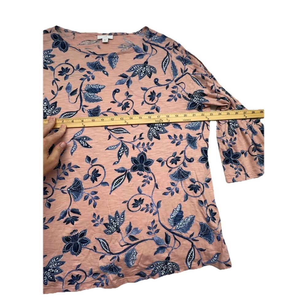 J Jill Top Womens XL Blouse Pink Floral Print Stretch Boatneck Romantic - Picture 4 of 8